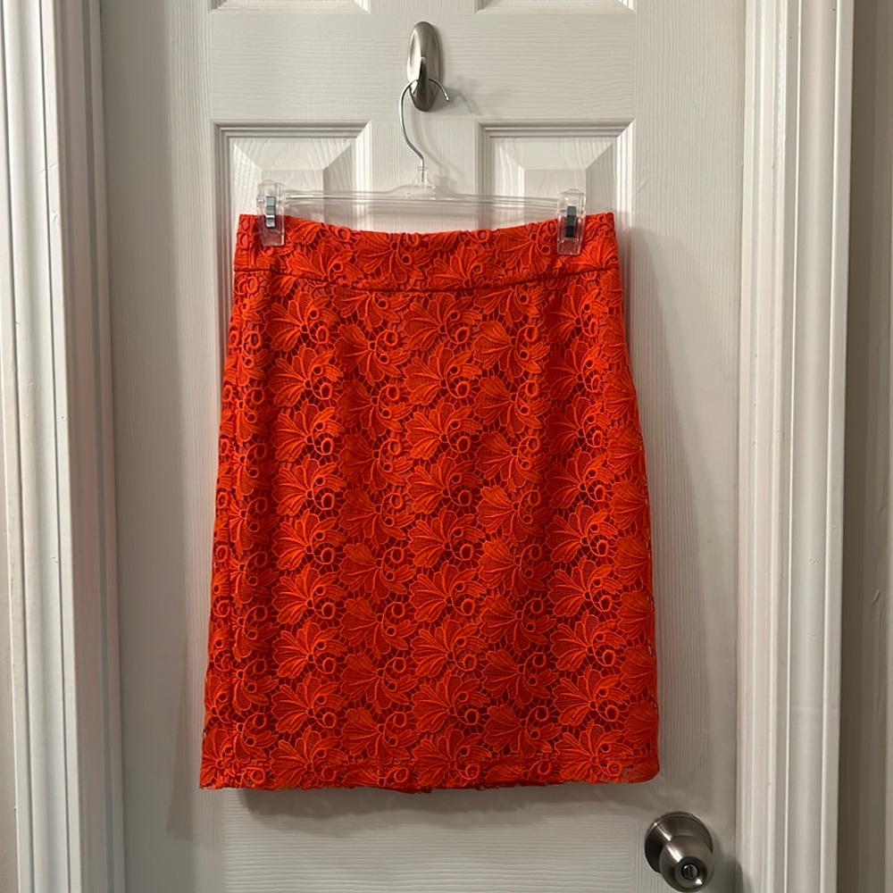 Orange Ann Taylor Pencil Skirt